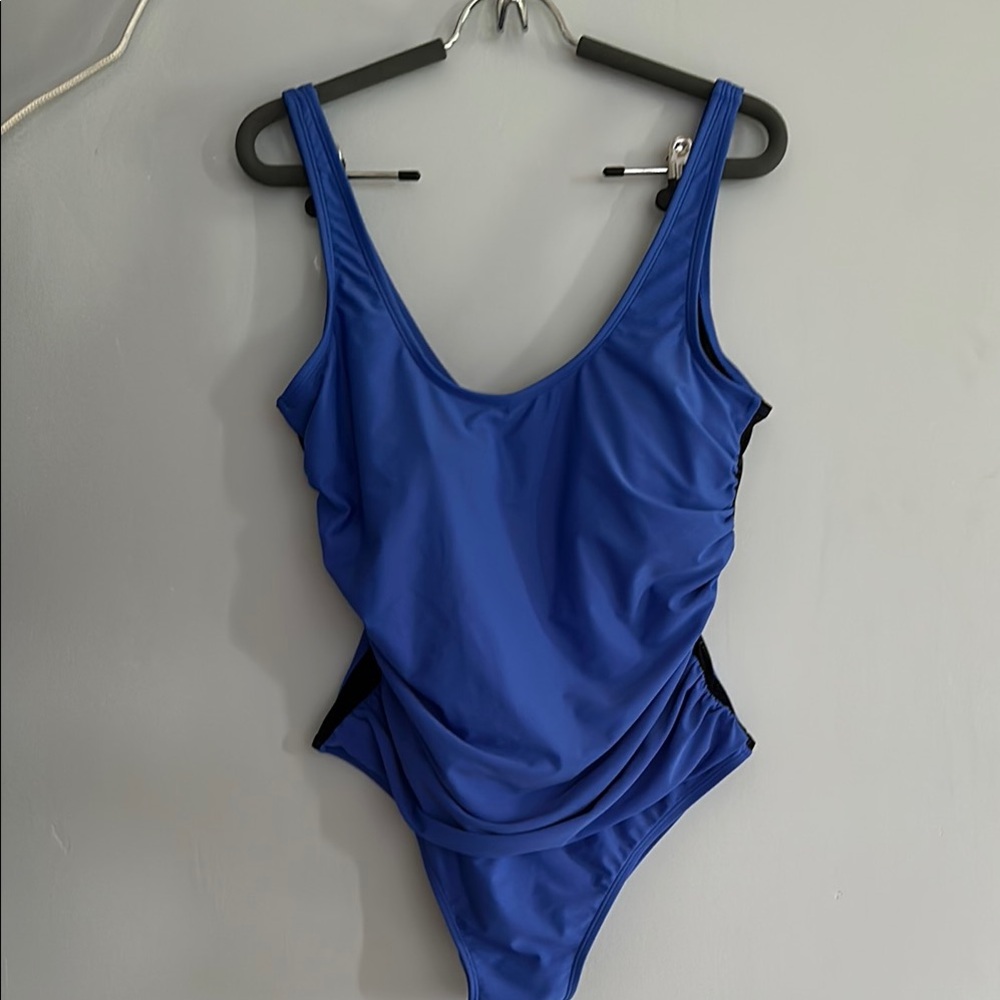 DKNY Blue Women's One Piece Swimsuit sheer sides